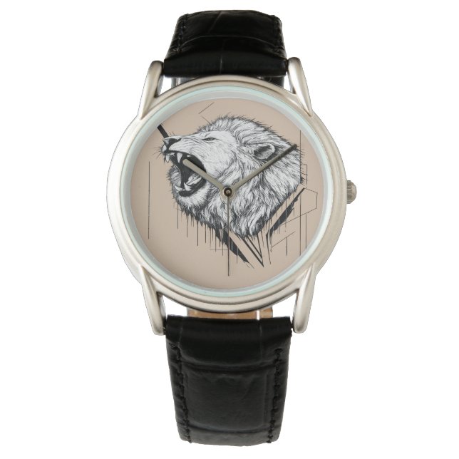 Löwenkopf Premium-Design  Armbanduhr (Vorderseite)