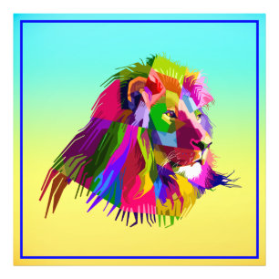 Löwenkopf-Prismatisches-Pop-Art-Design-62502 Fotodruck