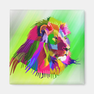 Löwenkopf-Prismatisches-Pop-Art-Design-62502 Magnet