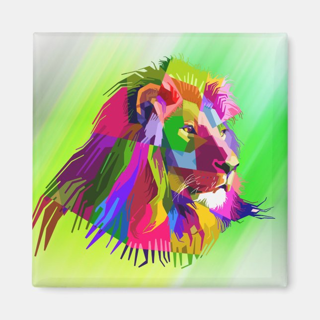 Löwenkopf-Prismatisches-Pop-Art-Design-62502 Magnet (Vorne)