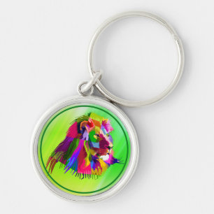 Löwenkopf-Prismatisches Pop-Art-Design-62502 Schlüsselanhänger