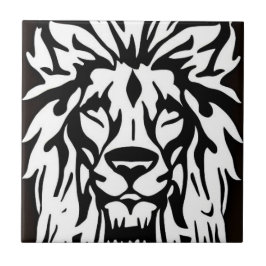 Löwenkopf schwarz-weiß ätzend fliese