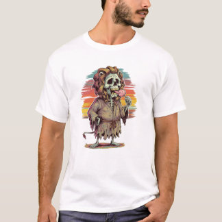 Löwenkopf Skeleton Tragen eines Bathrobe T-Shirt