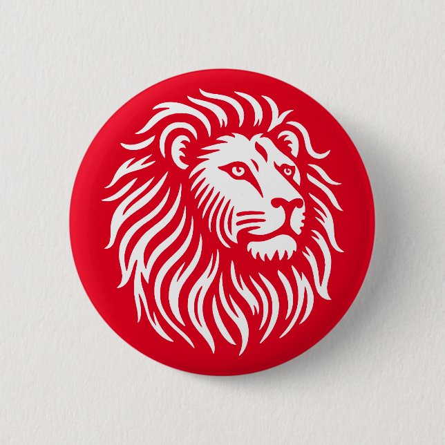 Löwenkopf - weiß auf rot button (Vorderseite)