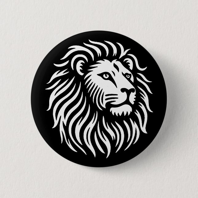 Löwenkopf - weiß auf schwarz button (Vorderseite)