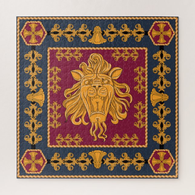 Löwenkopfschal: goldenes Motiv. Puzzle (Vertikal)