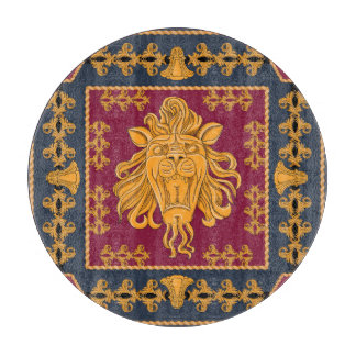 Löwenkopfschal: goldenes Motiv. Schneidebrett