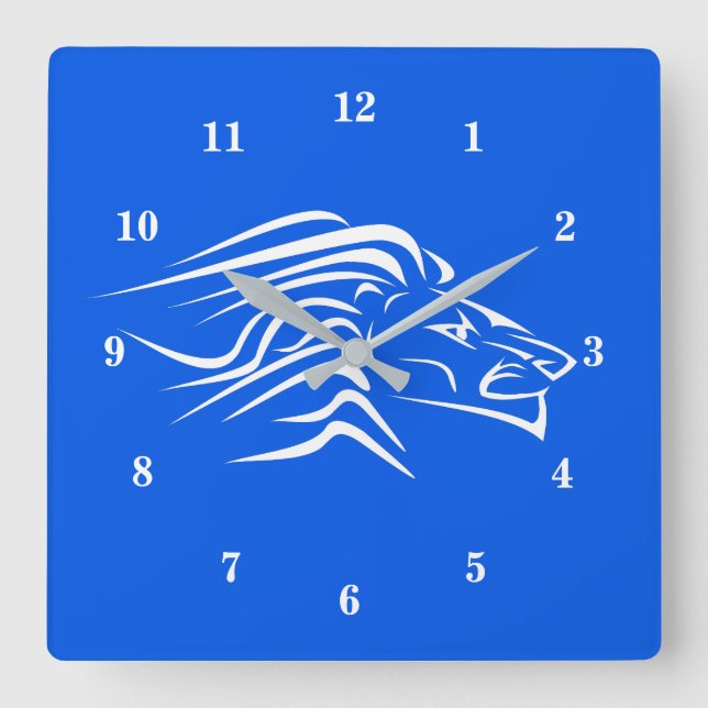 Löwenkunst Quadratische Wanduhr (Vorderseite)