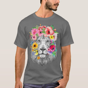 Löwenmähne mit Blumen - Floraler Afrikanischer Löw T-Shirt