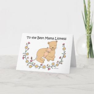 Löwenmutter und Jungtier für die beste Löwin Mama Karte