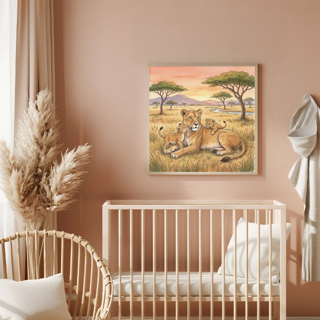 Löwenmutter und Kinderkinderzimmer Poster (Von Creator hochgeladen)