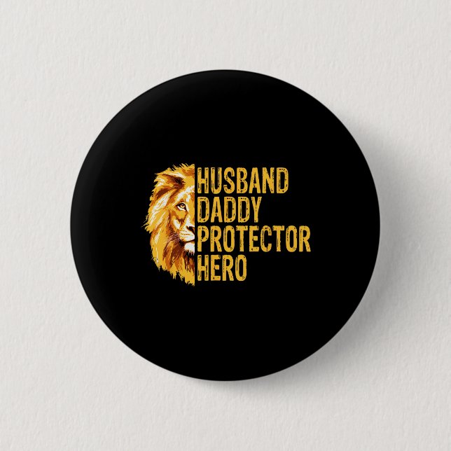 Löwenpapa Lustiger Ehemann Daddy Beschützer Held V Button (Vorderseite)