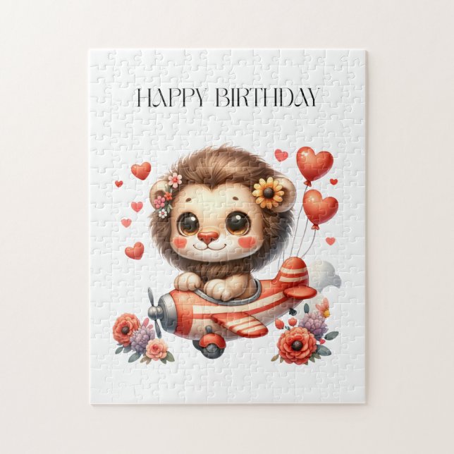 Löwenpilot Geburtstag Puzzle (Vertikal)
