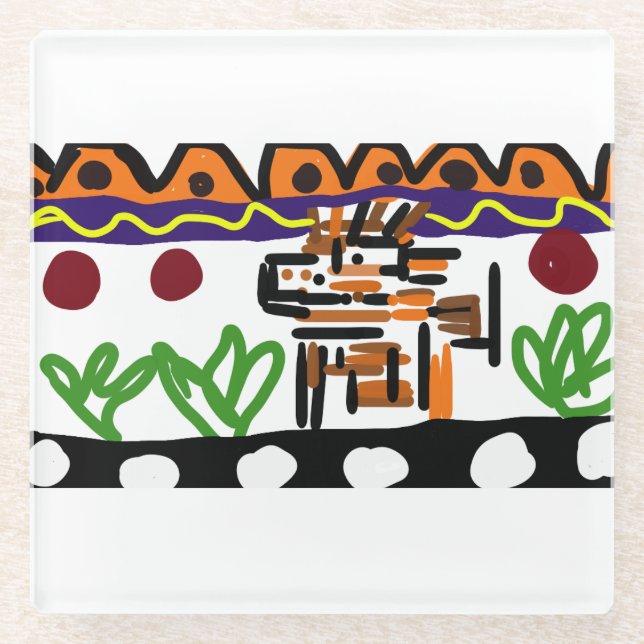 Löwenrückkunst Glasuntersetzer (Vorderseite)