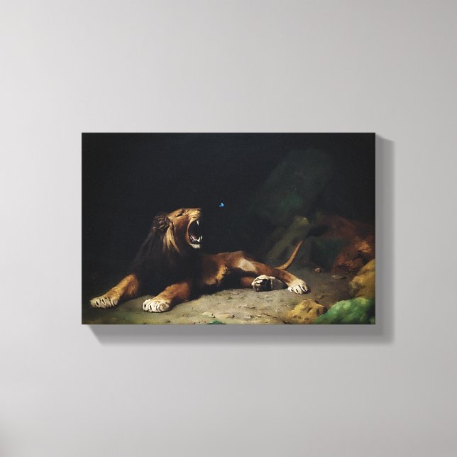 Löwenschnappen bei einem Schmetterling Leinwanddruck (Vorderseite)