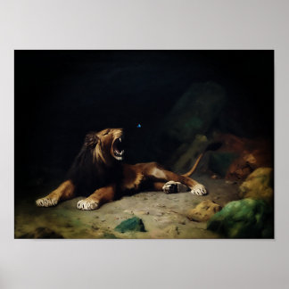 Löwenschnappen bei einem Schmetterling Poster