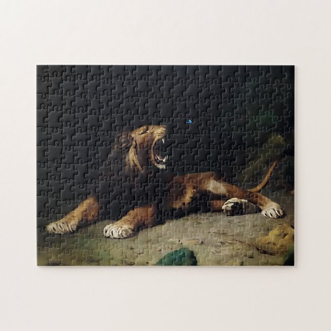 Löwenschnappen bei einem Schmetterling Puzzle (Horizontal)