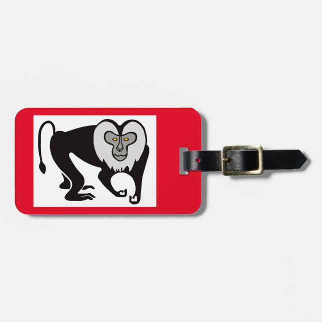 Löwenschwanz-MACAQUE- Affe - Wildtiere - Rot Gepäckanhänger (Vorderseite horizontal)
