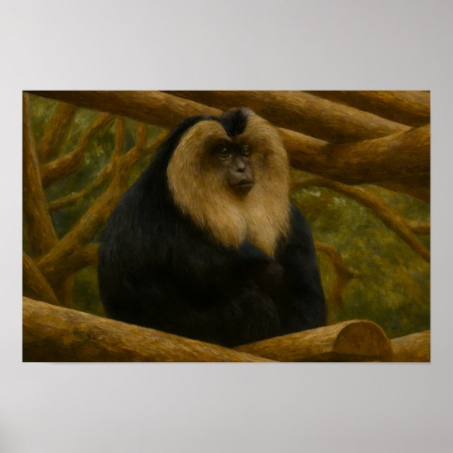 Löwenschwanzmakaque im Schutzgebiet der Wälder Poster (Vorne)