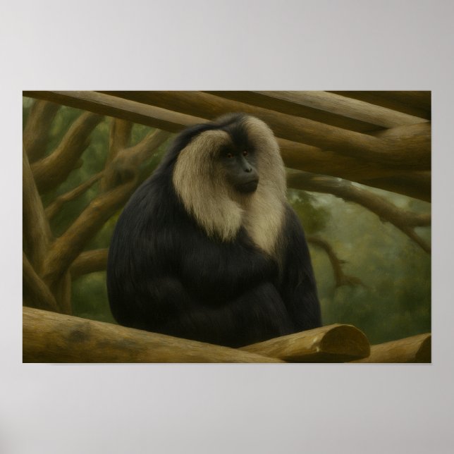 Löwenschwanzmakaque im Schutzgebiet der Wälder Poster (Vorne)