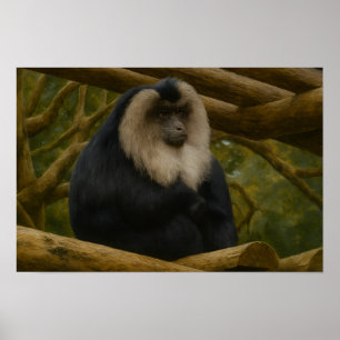 Löwenschwanzmakaque im Schutzgebiet der Wälder Poster