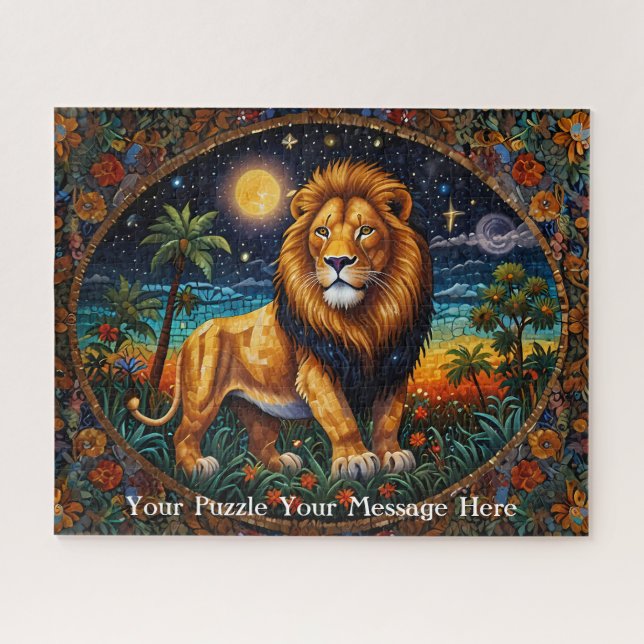 Löwenteppich Fantasymalerei Mosaik Diamant Puzzle (Horizontal)