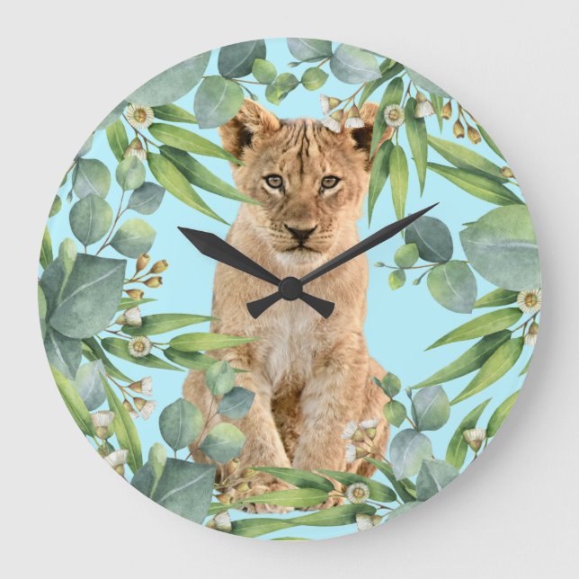 Löwenwalddschungel Große Wanduhr (Vorderseite)