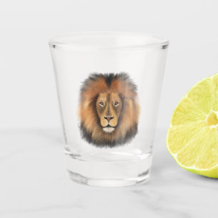 Löwenwasserfarbe Leo Königssafari-Urwaldkatze Schnapsglas