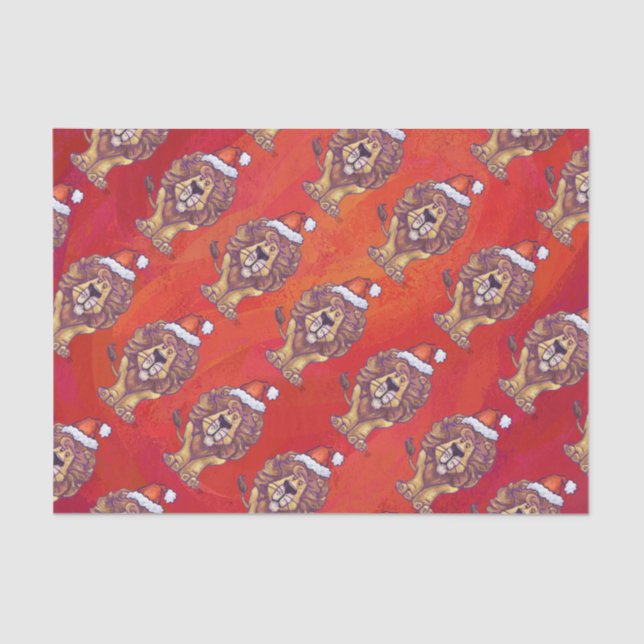 Löwenweihnacht auf Rot Seidenpapier (Vorderseite)