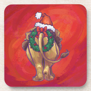 Löwenweihnacht auf Rot Untersetzer