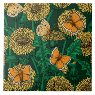 Löwenwiese auf dunkelgrün fliese