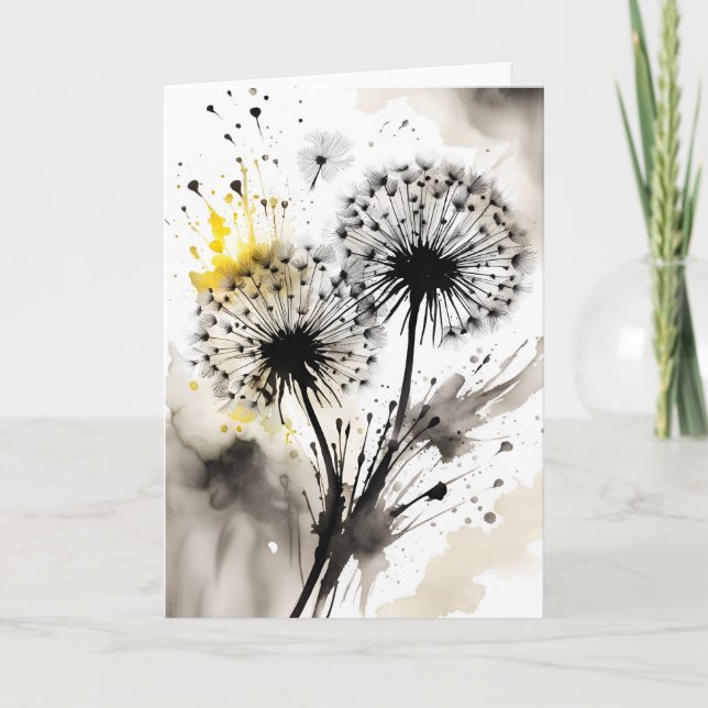 Löwenzahn - Aquarellblumen Karte (Vorderseite)