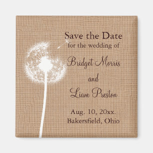 Löwenzahn auf Jute Save the Date Magnet