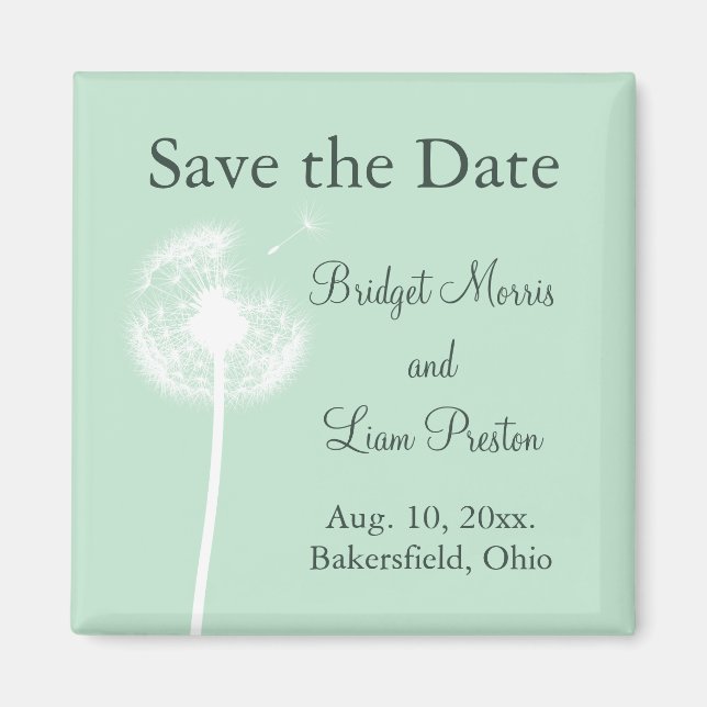 Löwenzahn auf Minze Save the Date Magnet (Vorne)