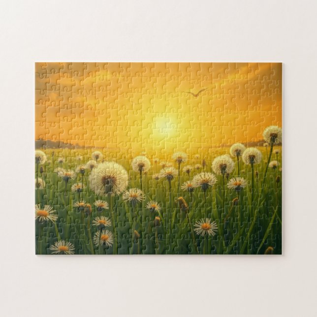 Löwenzahn bei Sonnenuntergang Puzzle (Horizontal)