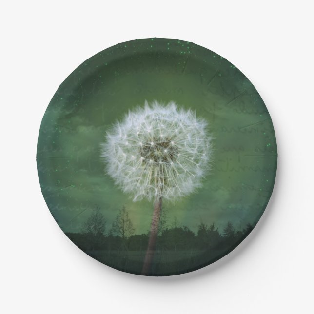 Löwenzahn-Blumen-Flaum-Starry Himmel-Kunst Pappteller (Vorderseite)