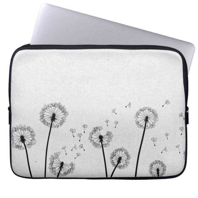Löwenzahn Blumen Pappus Sporen Grau Laptopschutzhülle (Vorderseite)
