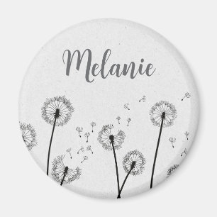 Löwenzahn Blumen Pappus Sporen Grau Personalisiert Magnet