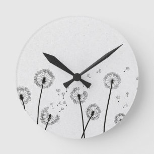 Löwenzahn Blumen Pappus Sporen Grau Runde Wanduhr