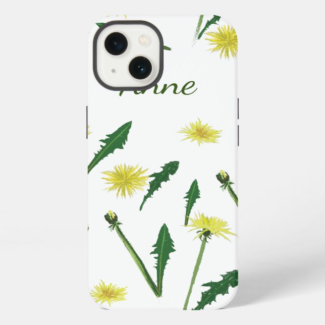 Löwenzahn-Gartenmuster iPhone Hülle (Rückseite)