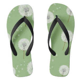 Löwenzahn-Muster auf grünem Hintergrund Flip Flops