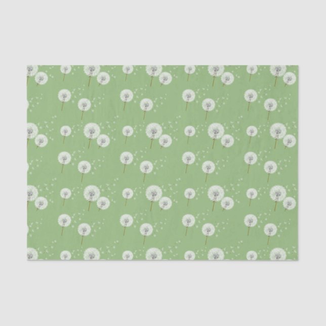 Löwenzahn-Muster auf grünem Hintergrund Seidenpapier (Vorderseite)