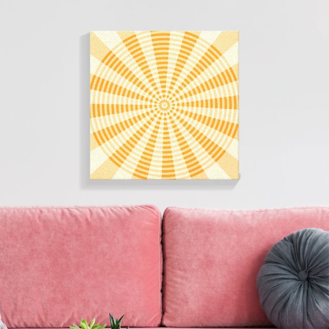 Löwenzahn, Oranges Spiral, Boho-Abstrakte Kunst Leinwanddruck (Insitu (Wohnzimmer))