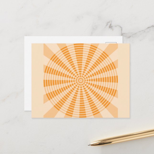 Löwenzahn, Oranges Spiral, Boho-Abstrakte Kunst Postkarte (Vorderseite/Rückseite Beispiel)
