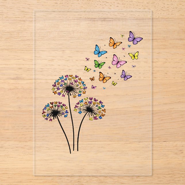 Löwenzahn Schmetterlingsblüte Acryleinladungen (Vorderseite)