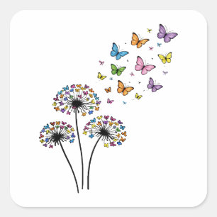 Löwenzahn Schmetterlingsblüte Quadratischer Aufkleber