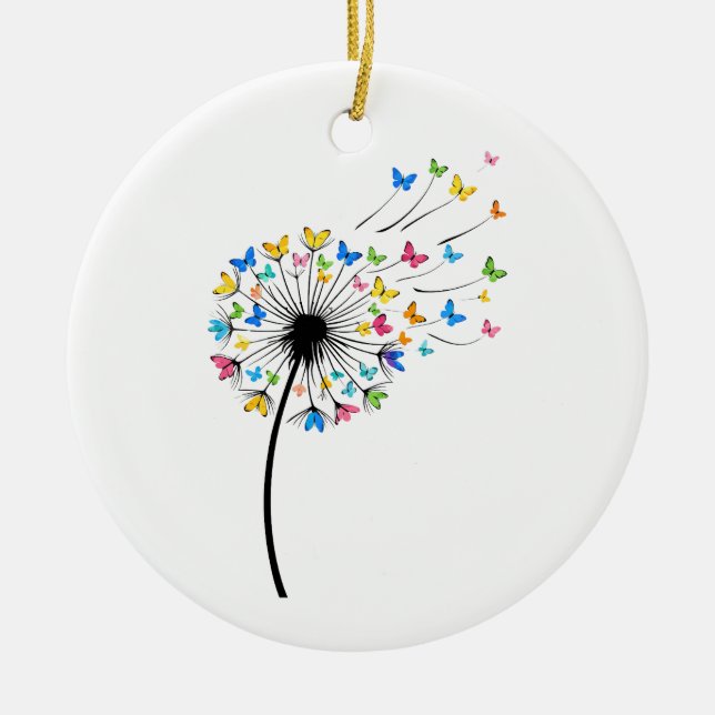 Löwenzahn Schmetterlingsfluss Keramik Ornament (Vorne)