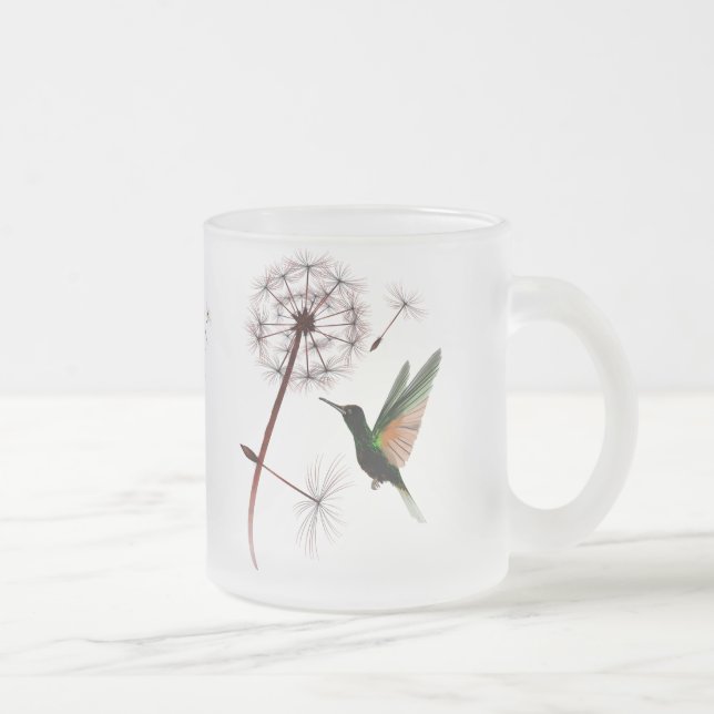 Löwenzahn-und Kolibri-Tasse Mattglastasse (Rechts)