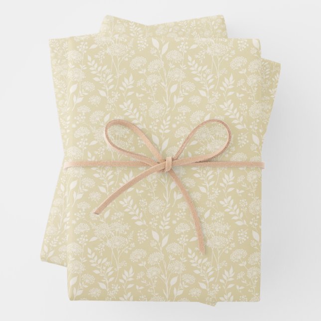 Löwenzahn-Wiese Neutral - Goldenes Weizenfeld Geschenkpapier Set (Beispiel)