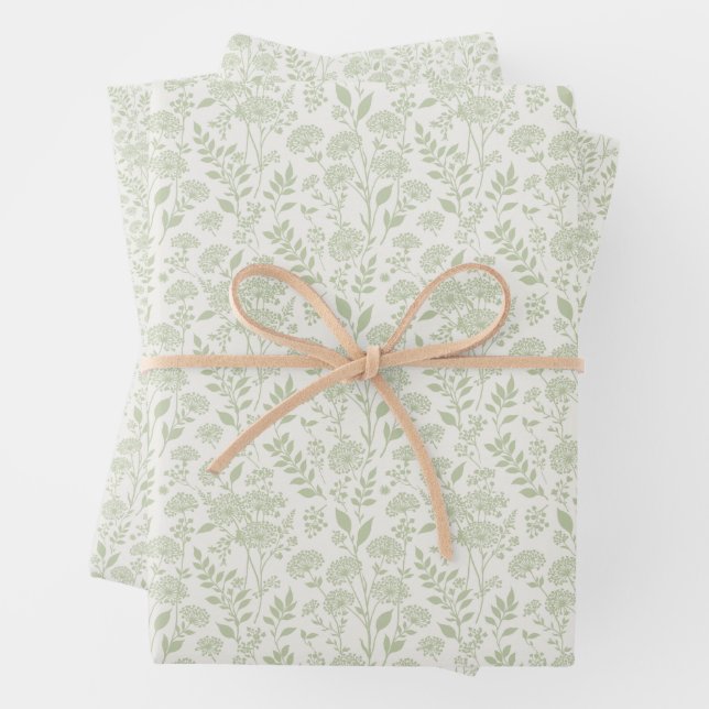 Löwenzahn-Wiese Sanftes Oliven - Neutral Geschenkpapier Set (Beispiel)